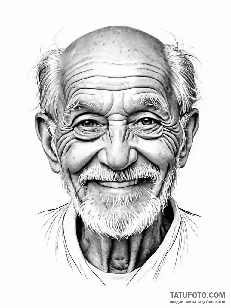 A beautiful, wise old soul, with a gentle, kn... - эскиз тату (№1752021820_0, 09.07.2025 00:43) — Tatufoto.com