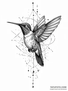 A beautiful, but determined hummingbird, hove... - эскиз тату (№1752021992_0, 09.07.2025 00:46) — Tatufoto.com