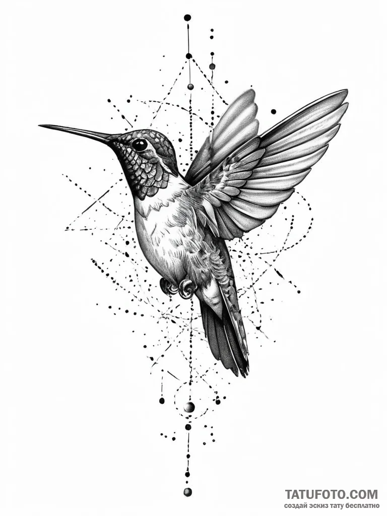 A beautiful, but determined hummingbird, hove... - эскиз тату (№1752021992_0, 09.07.2025 00:46) — Tatufoto.com