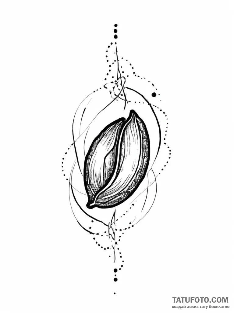 A single, perfect coffee bean, a symbol of st... - эскиз тату (№1752022162_0, 09.07.2025 00:49) — Tatufoto.com