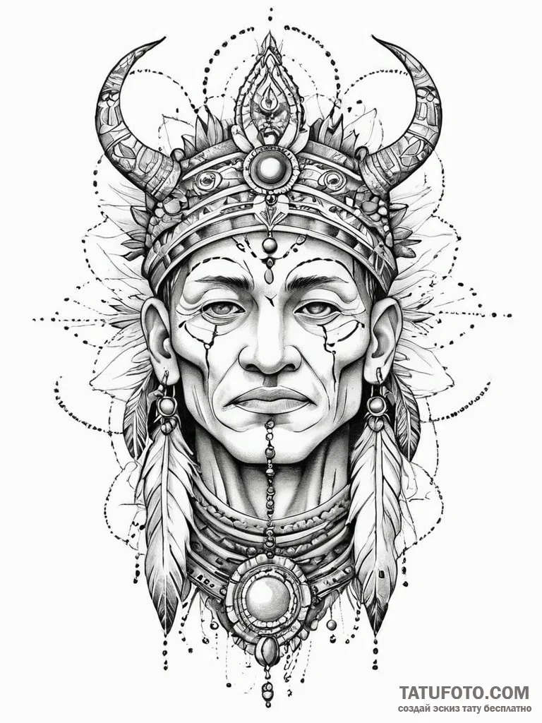 A beautiful, wise old shaman, healing their t... - эскиз тату (№1752022248_0, 09.07.2025 00:50) — Tatufoto.com