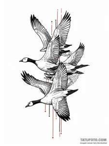 A beautiful, strong flock of geese, flying in... - эскиз тату (№1752022333_0, 09.07.2025 00:52) — Tatufoto.com