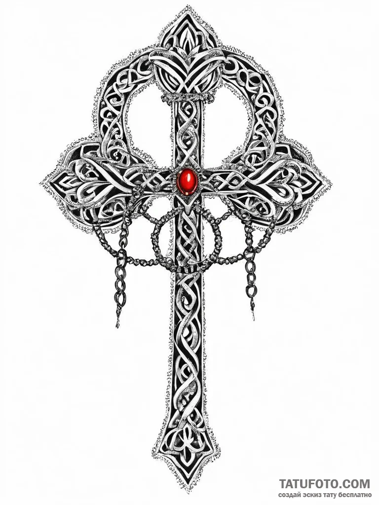 A single, black ankh, but its loop is a noose... - эскиз тату (№1752022505_0, 09.07.2025 00:55) — Tatufoto.com