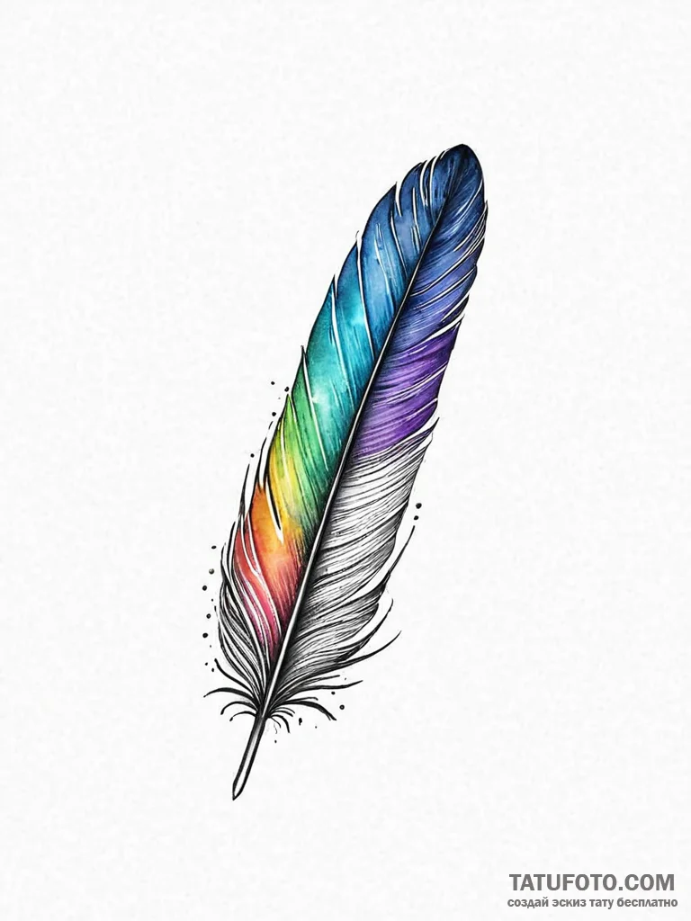 A single, abstract feather, light as a waterc... - эскиз тату (№1752023276_0, 09.07.2025 01:07) — Tatufoto.com