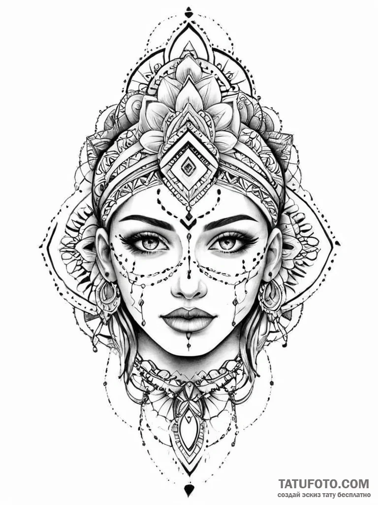 A beautiful woman with her face half-covered... - эскиз тату (№1752023362_0, 09.07.2025 01:09) — Tatufoto.com