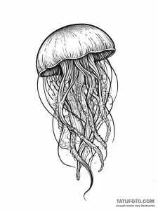 A beautiful, abstract jellyfish, a symphony o... - эскиз тату (№1752052932_0, 09.07.2025 09:22) — Tatufoto.com