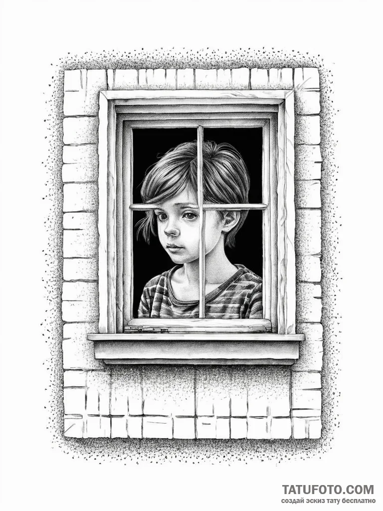 A drawing of a person looking through a barre... - эскиз тату (№1752053102_0, 09.07.2025 09:25) — Tatufoto.com
