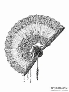A beautiful, ornate war fan, with hidden blad... - эскиз тату (№1752053361_0, 09.07.2025 09:29) — Tatufoto.com