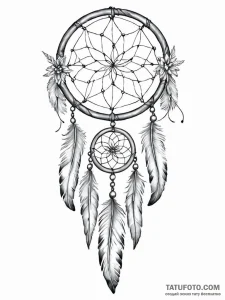 A dreamcatcher, its web is fine lines and the... - эскиз тату (№1752053958_0, 09.07.2025 09:39) — Tatufoto.com