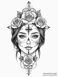A beautiful, realistic woman's face, with a s... - эскиз тату (№1752054128_0, 09.07.2025 09:42) — Tatufoto.com