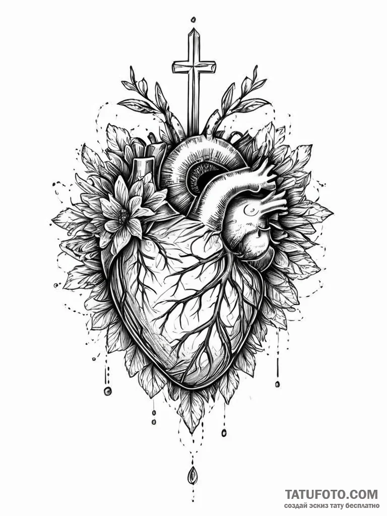 A human heart, with a small, glowing seed of... - эскиз тату (№1752054299_0, 09.07.2025 09:44) — Tatufoto.com