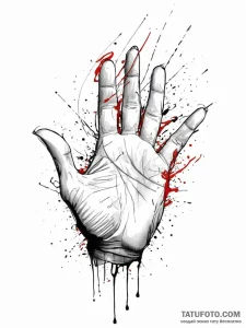 A realistic hand, reaching out from a chaotic... - эскиз тату (№1752054976_0, 09.07.2025 09:56) — Tatufoto.com