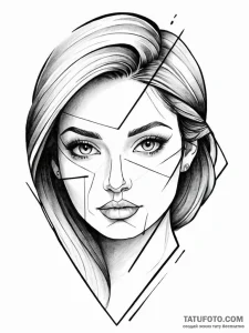A portrait of a beautiful woman, half her fac... - эскиз тату (№1752055060_0, 09.07.2025 09:57) — Tatufoto.com