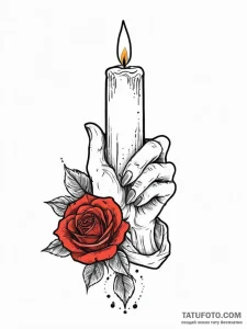 A drawing of a hand holding a single, unlit c... - эскиз тату (№1752055486_0, 09.07.2025 10:04) — Tatufoto.com