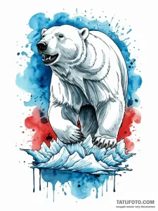 A majestic polar bear, on an iceberg in a sea... - эскиз тату (№1752055656_0, 09.07.2025 10:07) — Tatufoto.com