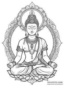 A beautiful, serene bodhisattva figure, a sym... - эскиз тату (№1752056164_0, 09.07.2025 10:16) — Tatufoto.com