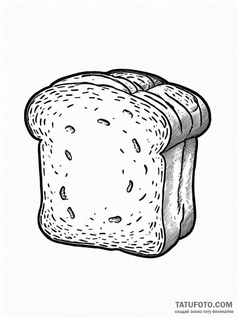 A simple drawing of a slice of white bread - эскиз тату (№1752056592_0, 09.07.2025 10:23) — Tatufoto.com
