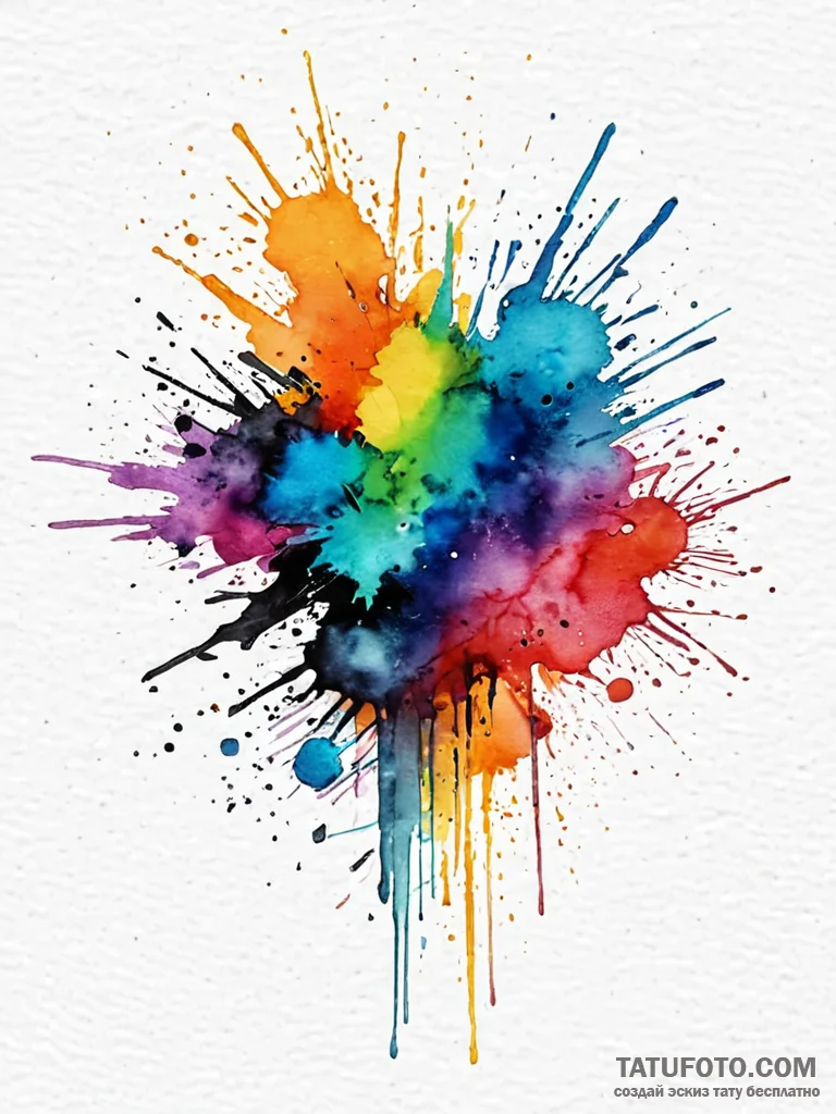 A single, abstract brush stroke, made with a... - эскиз тату (№1752056762_0, 09.07.2025 10:26) — Tatufoto.com