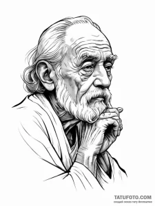 A beautiful, wise old philosopher, deep in th... - эскиз тату (№1752056932_0, 09.07.2025 10:28) — Tatufoto.com