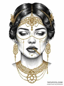 A portrait of a woman with her mouth stitched... - эскиз тату (№1752057354_0, 09.07.2025 10:35) — Tatufoto.com