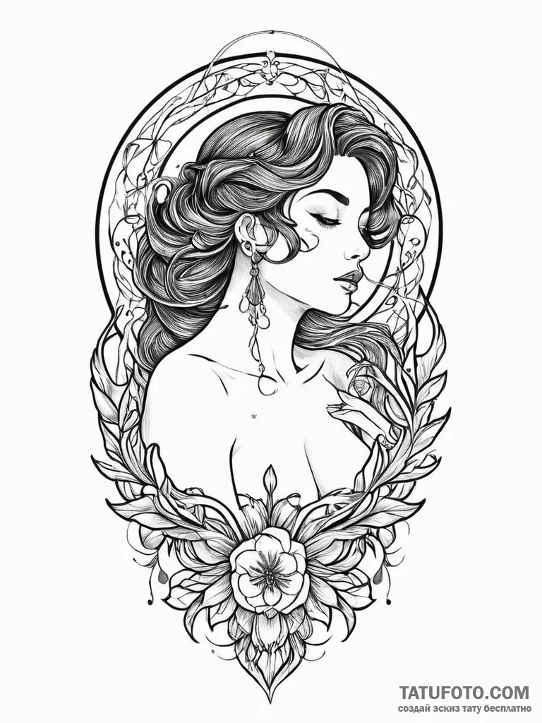 A phrase like "la femme nikita" or "siren's c... - эскиз тату (№1752057526_0, 09.07.2025 10:38) — Tatufoto.com
