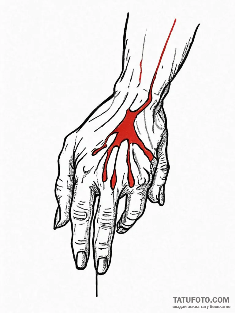 A human hand, gently stopping a falling tear... - эскиз тату (№1752057610_0, 09.07.2025 10:40) — Tatufoto.com