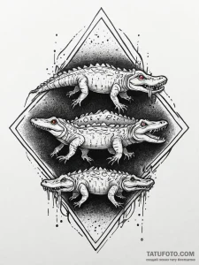 A pack of spectral crocodiles, their eyes glo... - эскиз тату (№1752057945_0, 09.07.2025 10:45) — Tatufoto.com