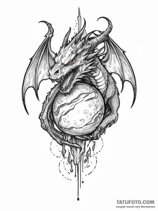 A dragon's claw, gripping a cracked, burning... - эскиз тату (№1752058112_0, 09.07.2025 10:48) — Tatufoto.com