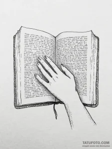 A human hand, turning the page of a book, sym... - эскиз тату (№1752058195_0, 09.07.2025 10:49) — Tatufoto.com