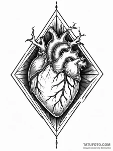 A human heart, trapped inside a crystal-clear... - эскиз тату (№1752058278_0, 09.07.2025 10:51) — Tatufoto.com