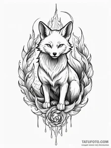 A beautiful, but deadly kitsune, revealing it... - эскиз тату (№1752058443_0, 09.07.2025 10:54) — Tatufoto.com