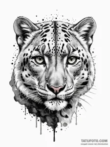 A majestic snow leopard, its spots are soft,... - эскиз тату (№1752058917_0, 09.07.2025 11:01) — Tatufoto.com