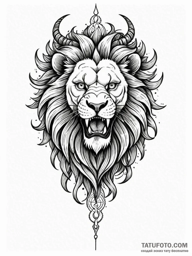 A mythological manticore, with a lion's body,... - эскиз тату (№1752059168_0, 09.07.2025 11:06) — Tatufoto.com