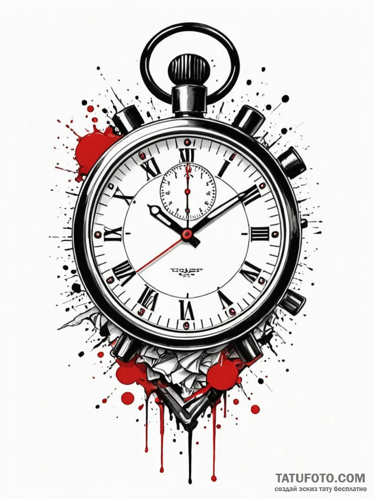 A beautiful, realistic stopwatch, its face is... - эскиз тату (№1752059793_0, 09.07.2025 11:16) — Tatufoto.com