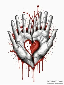 A beautiful, abstract heart, made of two blee... - эскиз тату (№1752059931_0, 09.07.2025 11:18) — Tatufoto.com