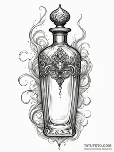 A beautiful, ornate bottle of perfume, with a... - эскиз тату (№1752060014_0, 09.07.2025 11:20) — Tatufoto.com