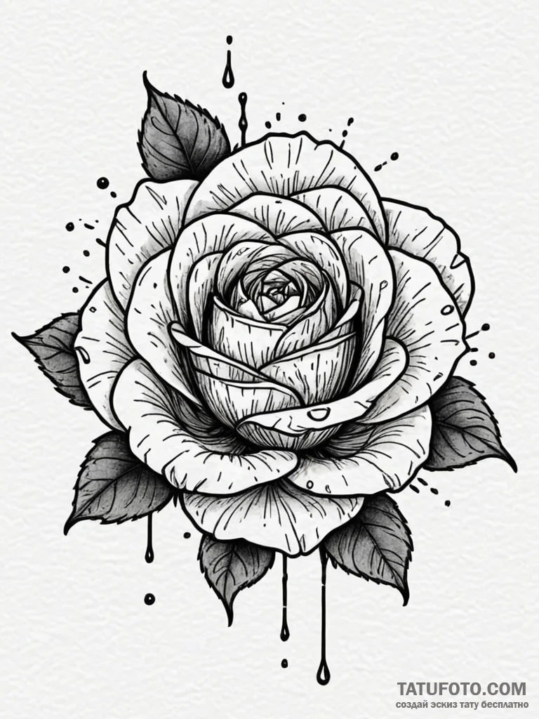 A single, perfect rose, its petals are soft,... - эскиз тату (№1752061433_0, 09.07.2025 11:43) — Tatufoto.com