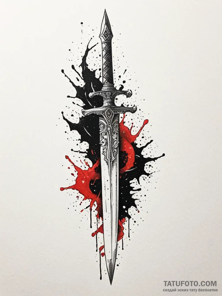 A dagger, piercing through abstract, black, s... - эскиз тату (№1752061686_0, 09.07.2025 11:48) — Tatufoto.com