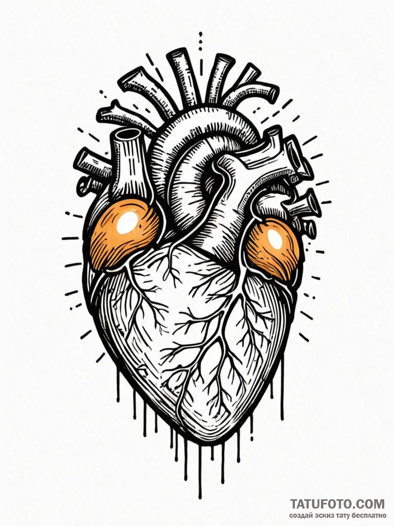 A human heart, radiating soft, warm light, ta... - эскиз тату (№1752062064_0, 09.07.2025 11:54) — Tatufoto.com