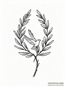 A single, perfect olive branch, symbolizing p... - эскиз тату (№1752062908_0, 09.07.2025 12:08) — Tatufoto.com