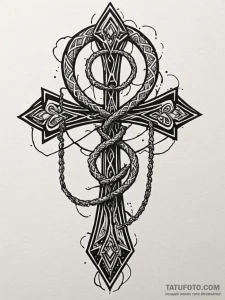 A single, black ankh, but its loop is a noose... - эскиз тату (№1752063166_0, 09.07.2025 12:12) — Tatufoto.com