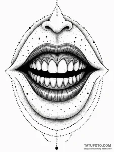 A human mouth, with sharpened, vampiric teeth... - эскиз тату (№1752063757_0, 09.07.2025 12:22) — Tatufoto.com