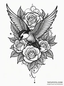 A powerful migratory bird, like a swallow or... - эскиз тату (№1752063842_0, 09.07.2025 12:24) — Tatufoto.com