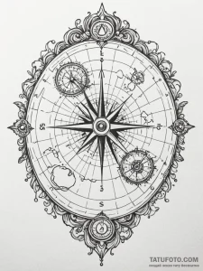 A beautiful, ornate set of navigational chart... - эскиз тату (№1752064176_0, 09.07.2025 12:29) — Tatufoto.com