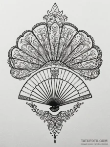 A beautiful, ornate fan, partially open, conc... - эскиз тату (№1752064597_0, 09.07.2025 12:36) — Tatufoto.com