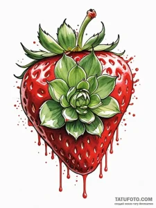 A realistic, succulent strawberry, with a bit... - эскиз тату (№1752064681_0, 09.07.2025 12:38) — Tatufoto.com