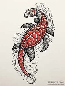 A beautiful, but determined sea turtle, on it... - эскиз тату (№1752065270_0, 09.07.2025 12:47) — Tatufoto.com