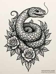A coiled rattlesnake, its scales are made of... - эскиз тату (№1752065858_0, 09.07.2025 12:57) — Tatufoto.com