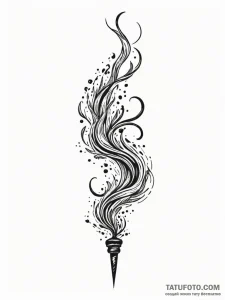 A realistic, smoldering incense stick, its sm... - эскиз тату (№1752065942_0, 09.07.2025 12:59) — Tatufoto.com