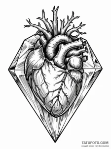 A human heart, trapped inside a crystal-clear... - эскиз тату (№1752066192_0, 09.07.2025 13:03) — Tatufoto.com